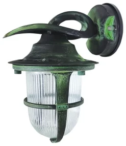 Lido Außenwandleuchte Messing massiv Glas E27 IP64 H: 24 cm KORFU< Außenleuchten Antik|Außenwandleuchten