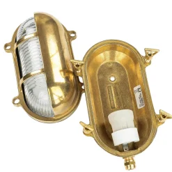 Metall Lampen|Messinglampen*Lido Außenwandleuchte Messing oval IP64 Maritim Haustür