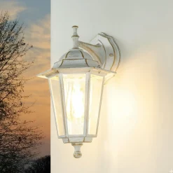Rustikale Lampen|Rustikale Außenleuchten*Easylight Außenwandleuchte PARIS Weiß Gold hängend Landhausstil