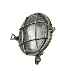 Außenwandleuchten|Rustikale Lampen*Lido Außenwandleuchte Rund Messing Maritim IP64 Haus