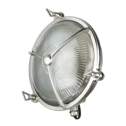 Außenwandleuchten|Rustikale Lampen*Lido Außenwandleuchte Rund Nickel Echt-Messing Maritim