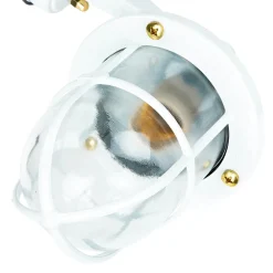 Außenleuchten Antik|Außenleuchten Messing*Lido Außenwandleuchte Weiß IP64 Glas Echt-Messing E27