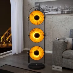 Retro Lampen|Designerlampen*Invicta Interior Außergewöhnlich Stehlampe 130cm Schwarz Gold