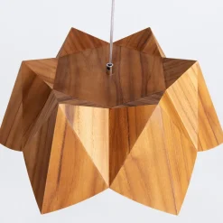 Hängelampen|Bürolampen*Elstead Außergewöhnliche Hängelampe Holz Furnier Teak B: 46 cm E27