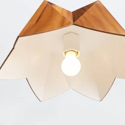 Hängelampen|Bürolampen*Elstead Außergewöhnliche Hängelampe Holz Furnier Teak B: 46 cm E27