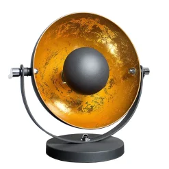 Tischlampen|Schlafzimmer Lampen*Invicta Interior Außergewöhnliche Tischlampe Retro rund Schwarz Gold