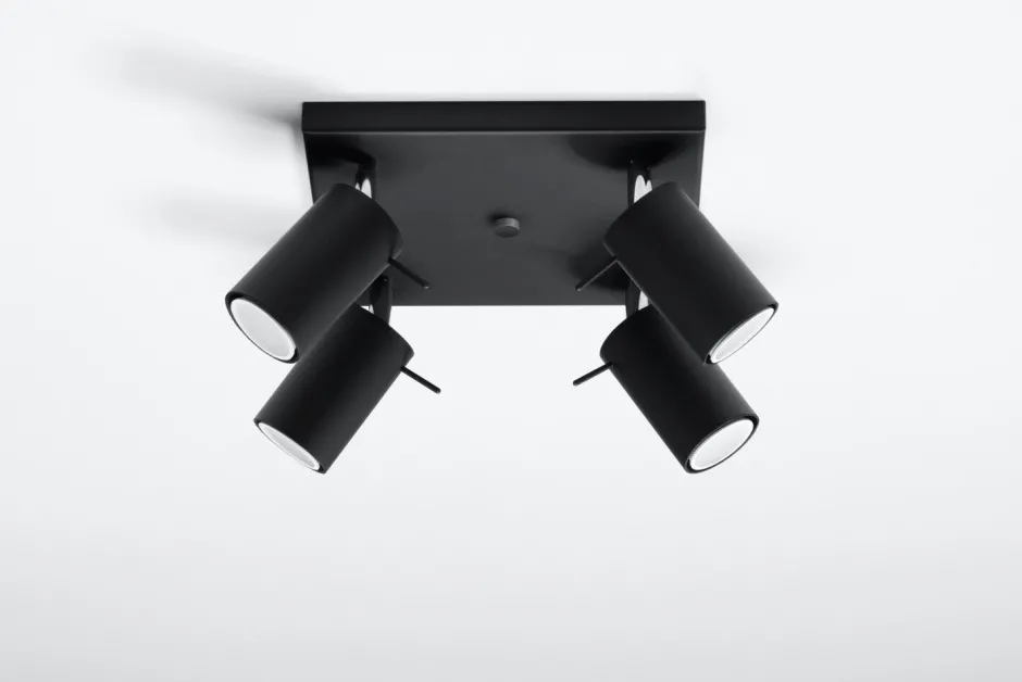 Deckenleuchten|Spots*Sollux Aufbau Spotstrahler ETNA in Schwarz 4-flmg