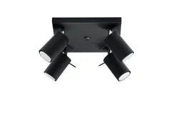 Deckenleuchten|Spots*Sollux Aufbau Spotstrahler ETNA in Schwarz 4-flmg