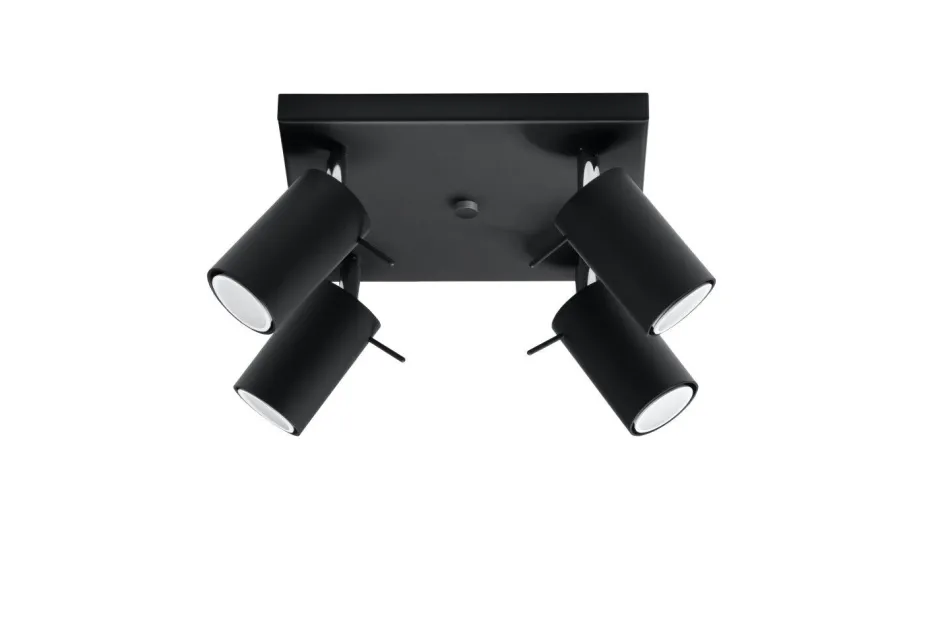 Deckenleuchten|Spots*Sollux Aufbau Spotstrahler ETNA in Schwarz 4-flmg