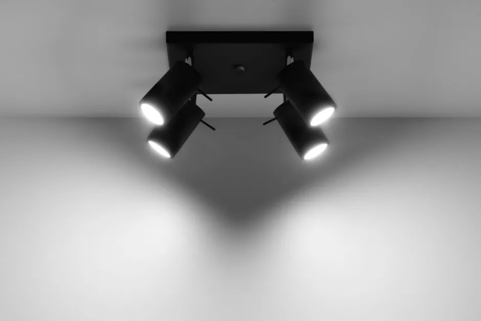 Deckenleuchten|Spots*Sollux Aufbau Spotstrahler ETNA in Schwarz 4-flmg