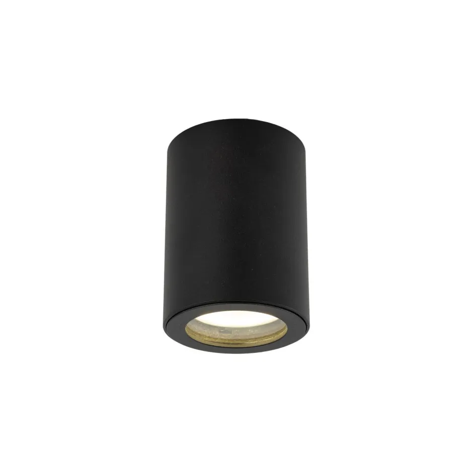 Metall Lampen|Feuchtraumleuchten*TK Lighting Aufbaustrahler Schwarz Metall IP44 Ø6,5 cm GU10 Aufputz