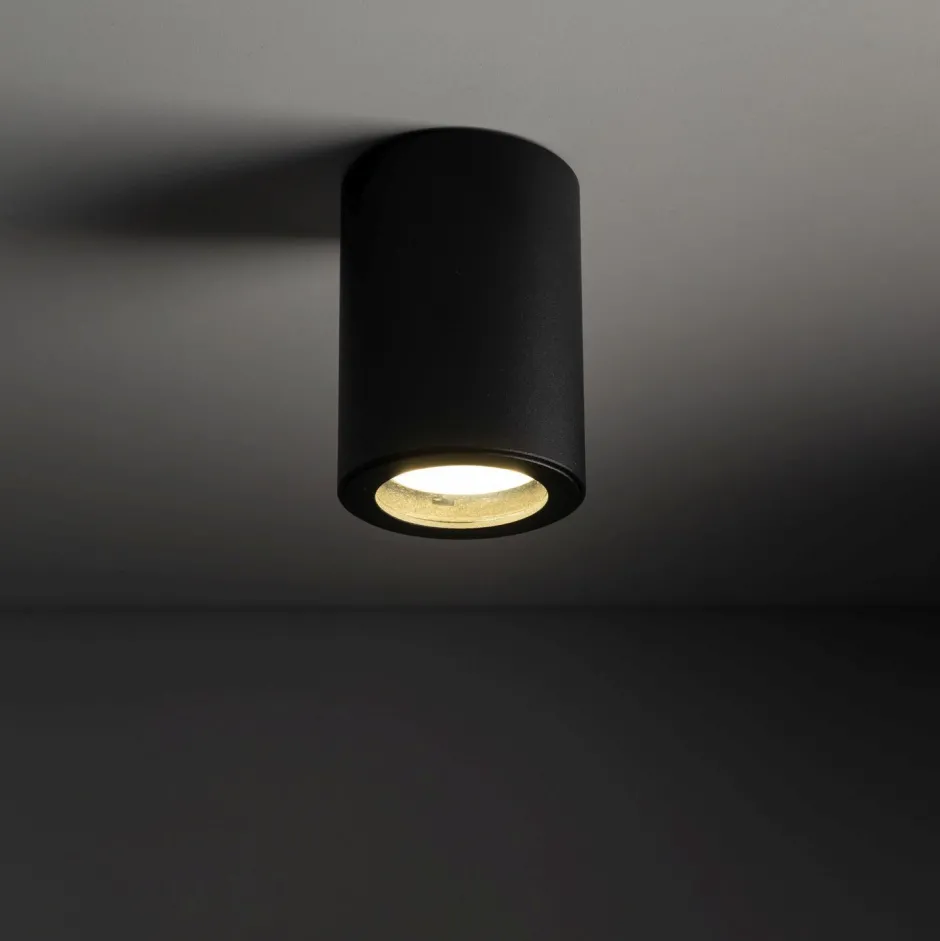 Metall Lampen|Feuchtraumleuchten*TK Lighting Aufbaustrahler Schwarz Metall IP44 Ø6,5 cm GU10 Aufputz