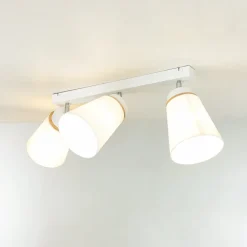 Lamkur Aufbaustrahler Schwenkbar Weiß Holz Deckenstrahler< Wohnzimmerlampen|Stofflampen