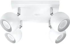 Wohnzimmerlampen|Retro Lampen*Sollux Aufbaustrahler Weiß Stahl 4-flammig Retro FAVONIA