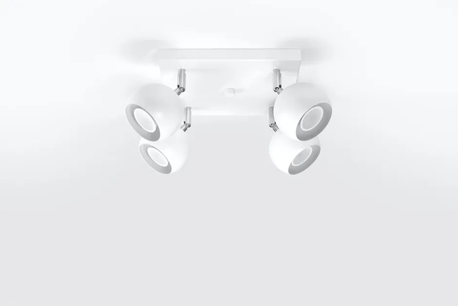 Wohnzimmerlampen|Retro Lampen*Sollux Aufbaustrahler Weiß Stahl 4-flammig Retro FAVONIA