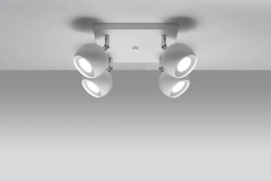 Wohnzimmerlampen|Retro Lampen*Sollux Aufbaustrahler Weiß Stahl 4-flammig Retro FAVONIA