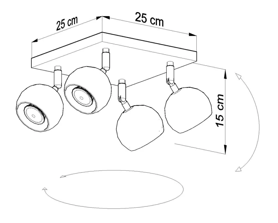Wohnzimmerlampen|Retro Lampen*Sollux Aufbaustrahler Weiß Stahl 4-flammig Retro FAVONIA