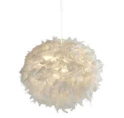 Wohnzimmerlampen|Metall Lampen*Searchlight Auffällige Pendelleuchte Federn 50 cm rund E27 in Weiß