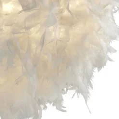 Wohnzimmerlampen|Metall Lampen*Searchlight Auffällige Pendelleuchte Federn 50 cm rund E27 in Weiß