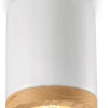 Wohnzimmerlampen|Holzlampen*Ferroluce Aufputz Deckenspot Keramik Holz E27 Ø 12,5 cm klein Weiß