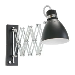 Steinhauer Ausziehbarer Wandspot Schwarz dimmbar E27 mit Stecker< Wohnzimmerlampen|Metall Lampen