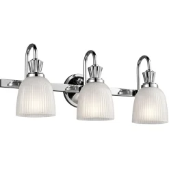 Wandleuchten|Badezimmer Lampe*Elstead Badezimmer Wandlampe LED in Chrom Weiß IP44 Riffelglas