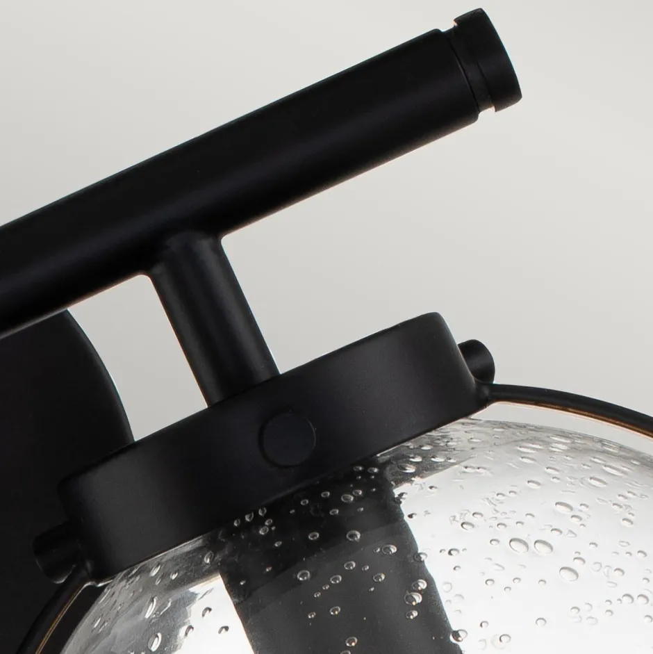 Wandleuchten|Badezimmer Lampe*Elstead Badezimmerlampe Glas Metall IP44 38,1 cm breit Schwarz