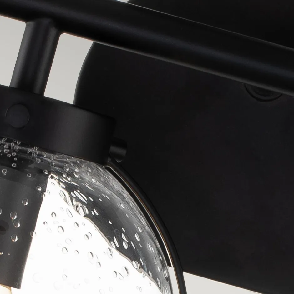 Wandleuchten|Badezimmer Lampe*Elstead Badezimmerlampe Glas Metall IP44 38,1 cm breit Schwarz