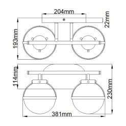 Wandleuchten|Badezimmer Lampe*Elstead Badezimmerlampe Glas Metall IP44 38,1 cm breit Schwarz