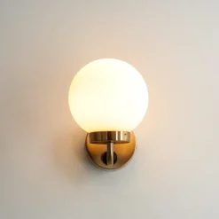 Kugellampen|Jugendstil Lampen*Easylight Badezimmerlampe IP44 mit Schalter in Messing Weiß