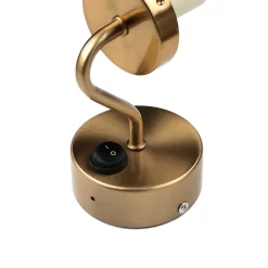 Kugellampen|Jugendstil Lampen*Easylight Badezimmerlampe IP44 mit Schalter in Messing Weiß