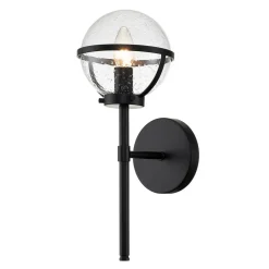 Elstead Badezimmerlampe Metall Glas IP44 40,3 cm hoch Schwarz< Wandleuchten|Badezimmer Lampe