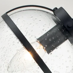 Elstead Badezimmerlampe Schwarz Metall Glas 60,6 cm breit IP44 Wand< Wandleuchten|Badezimmer Lampe