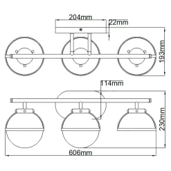 Elstead Badezimmerlampe Schwarz Metall Glas 60,6 cm breit IP44 Wand< Wandleuchten|Badezimmer Lampe