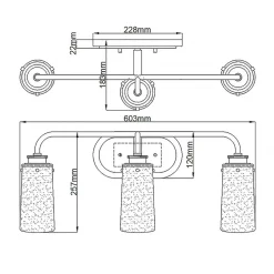 Glaslampen|Metall Lampen*Elstead Badezimmerlampe Spiegel B: 60,3 cm IP44 3x E27 Metall Glas
