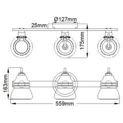 Wandleuchten|Badezimmer Lampe*Elstead Badezimmerlampe Spiegel Metall Glas 55,9 cm breit IP44 G9 LED