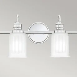 Wandleuchten|Badezimmer Lampe*Elstead Badezimmerlampe Wand Chrom Weiß B: 81,3 cm IP44 G9 LED