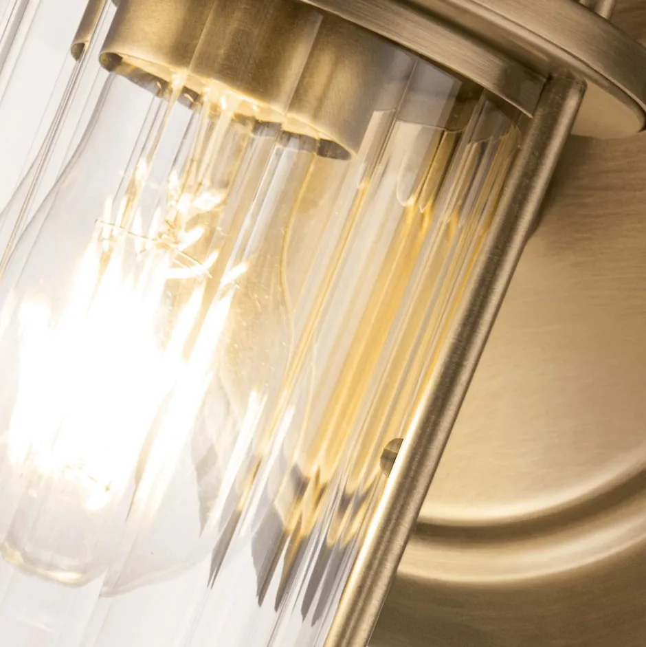 Wandleuchten|Badezimmer Lampe*Elstead Badezimmerlampe Wand IP44 H: 21,8 cm Metall Glas E27