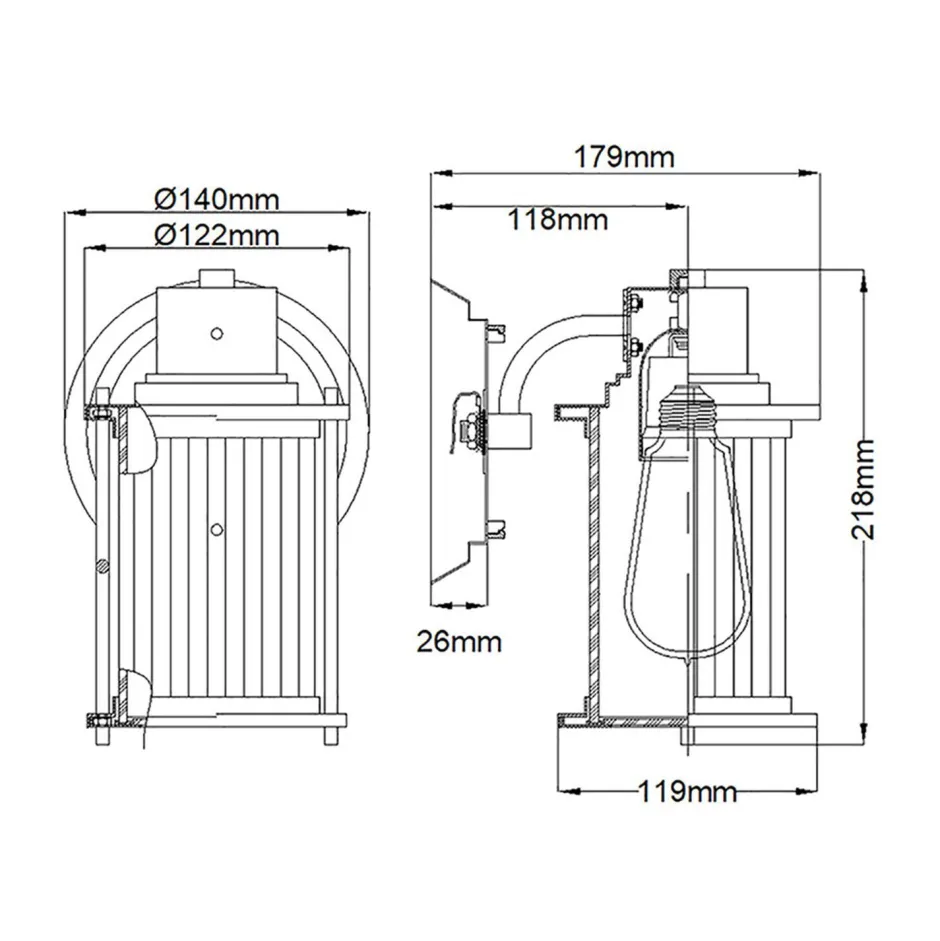 Wandleuchten|Badezimmer Lampe*Elstead Badezimmerlampe Wand IP44 H: 21,8 cm Metall Glas E27