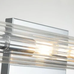 Wandleuchten|Badezimmer Lampe*Elstead Badezimmerlampe Wand Metall Glas B: 69,1 cm IP44 Chrom