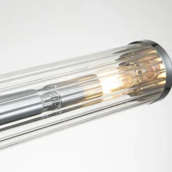 Wandleuchten|Badezimmer Lampe*Elstead Badezimmerlampe Wand Metall Glas B: 69,1 cm IP44 Chrom