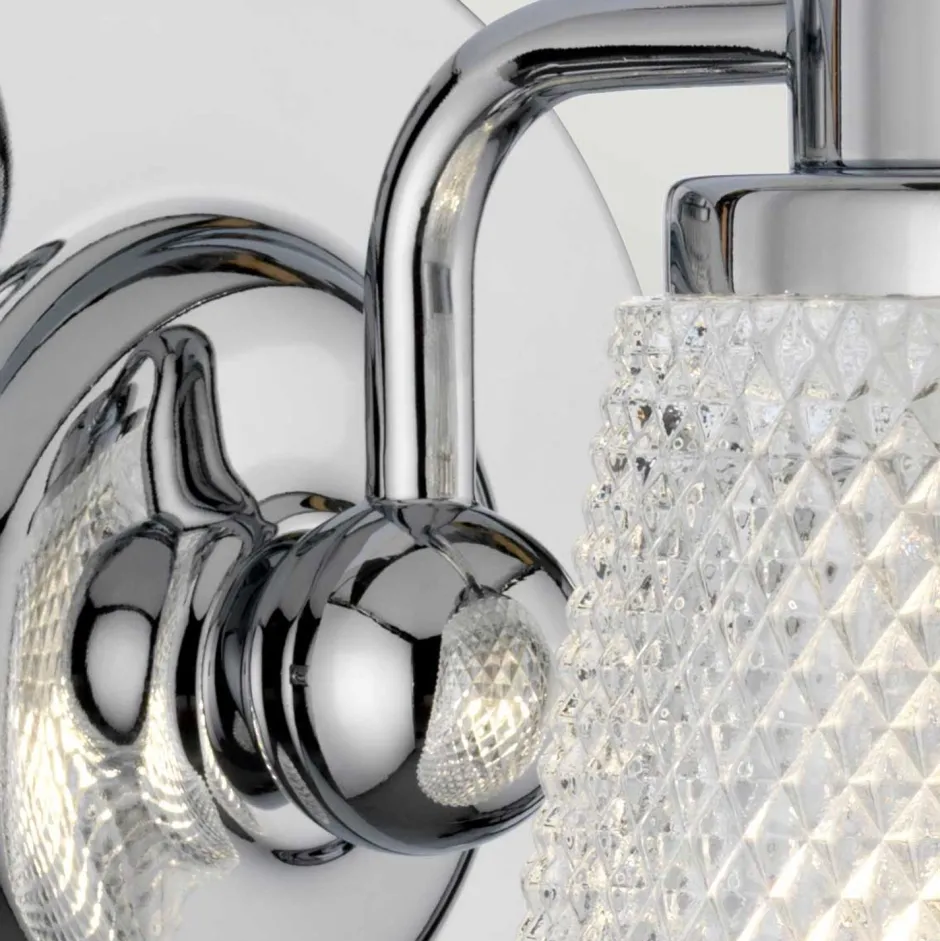 Wandleuchten|Badezimmer Lampe*Elstead Badezimmerlampe Wand mit LED G9 IP44 16 cm hoch Metall Glas