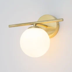 Wandleuchten|Badezimmer Lampe*Nowodvorski Badezimmerleuchte Kugelschirm G9 IP44 in Messing Weiß