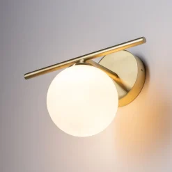 Wandleuchten|Badezimmer Lampe*Nowodvorski Badezimmerleuchte Kugelschirm G9 IP44 in Messing Weiß