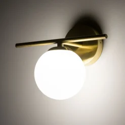 Wandleuchten|Badezimmer Lampe*Nowodvorski Badezimmerleuchte Kugelschirm G9 IP44 in Messing Weiß