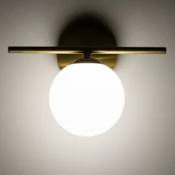 Wandleuchten|Badezimmer Lampe*Nowodvorski Badezimmerleuchte Kugelschirm G9 IP44 in Messing Weiß