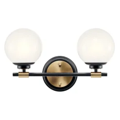 Wandleuchten|Metall Lampen*Elstead Badezimmerleuchte LED G9 Glas Metall IP44 B:37,3 cm Kugel