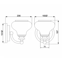 Elstead Badezimmerleuchte Metall Glas H: 19,1 cm IP44 mit G9 LED< Wandleuchten|Badezimmer Lampe