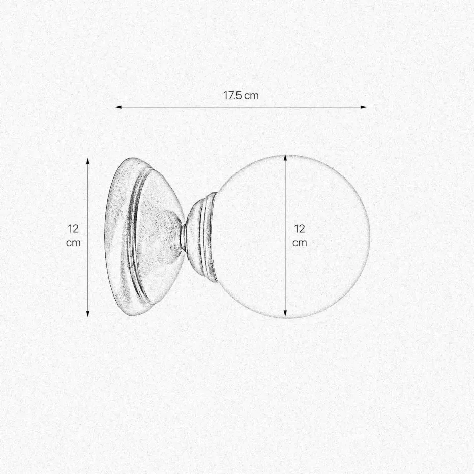 Wandleuchten|Badezimmer Lampe*Giovanni Battista Badezimmerleuchte Wand Ø 12 cm Kugelschirm Glas Messing E14