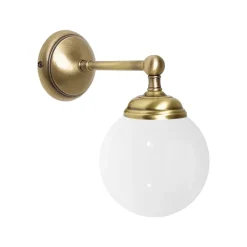 Giovanni Battista Badezimmerleuchte Wand B: 12 cm Kugelschirm Glas Messing E14< Wohnzimmerlampen|Glaslampen